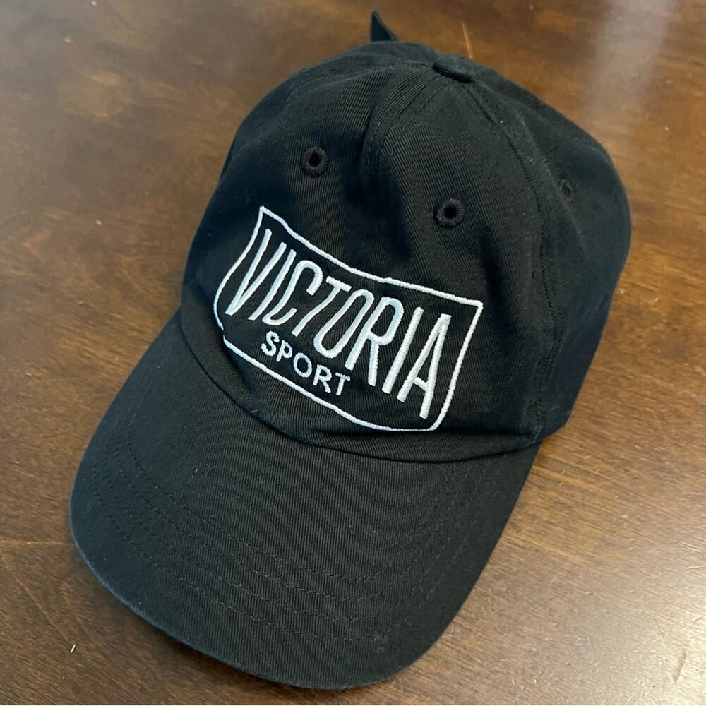 Victoria's Secret Victoria Sport Black Embroidered Baseball Hat Cap Black White